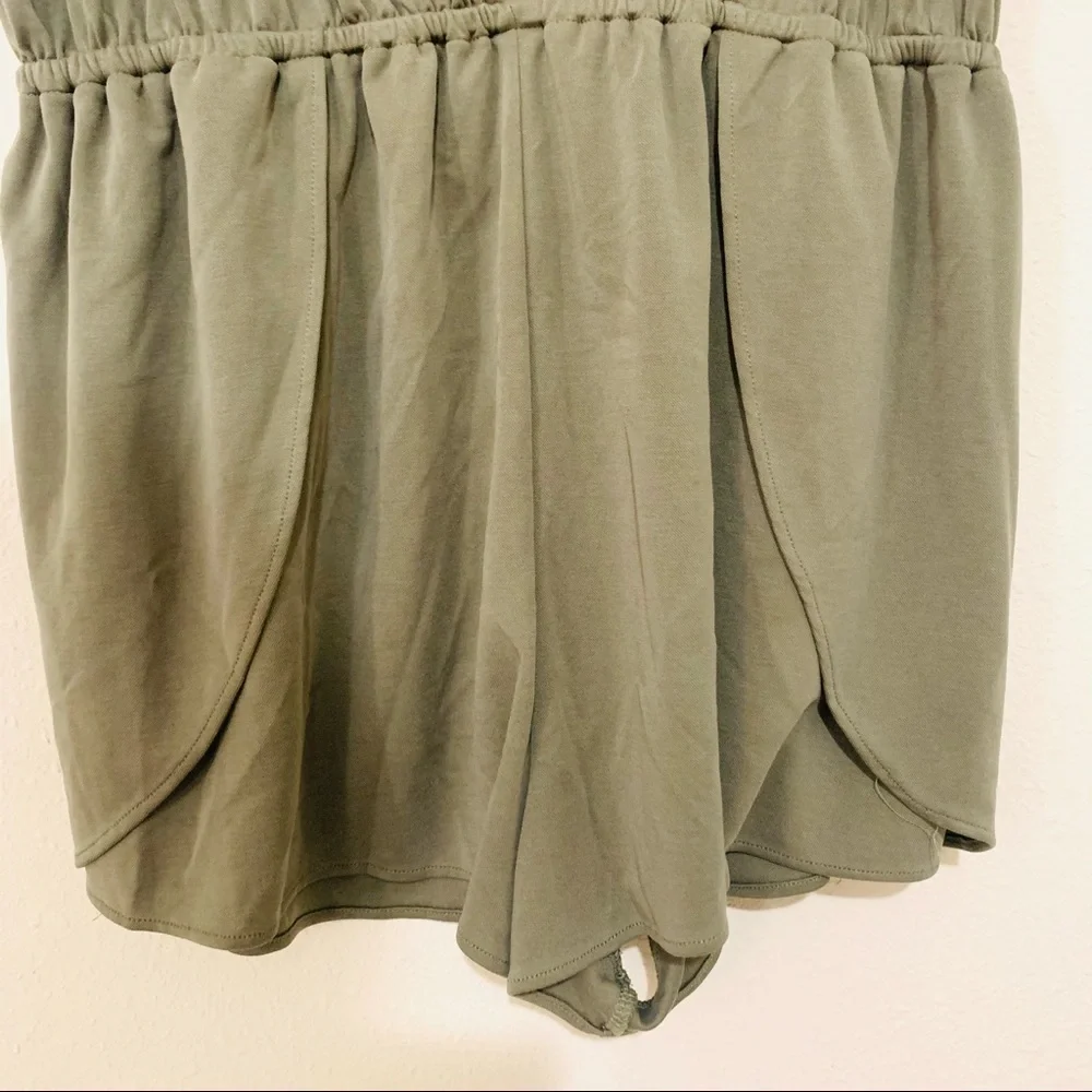 TOBI SETTING FIRES PLUNGING ROMPER IN OLIVE L